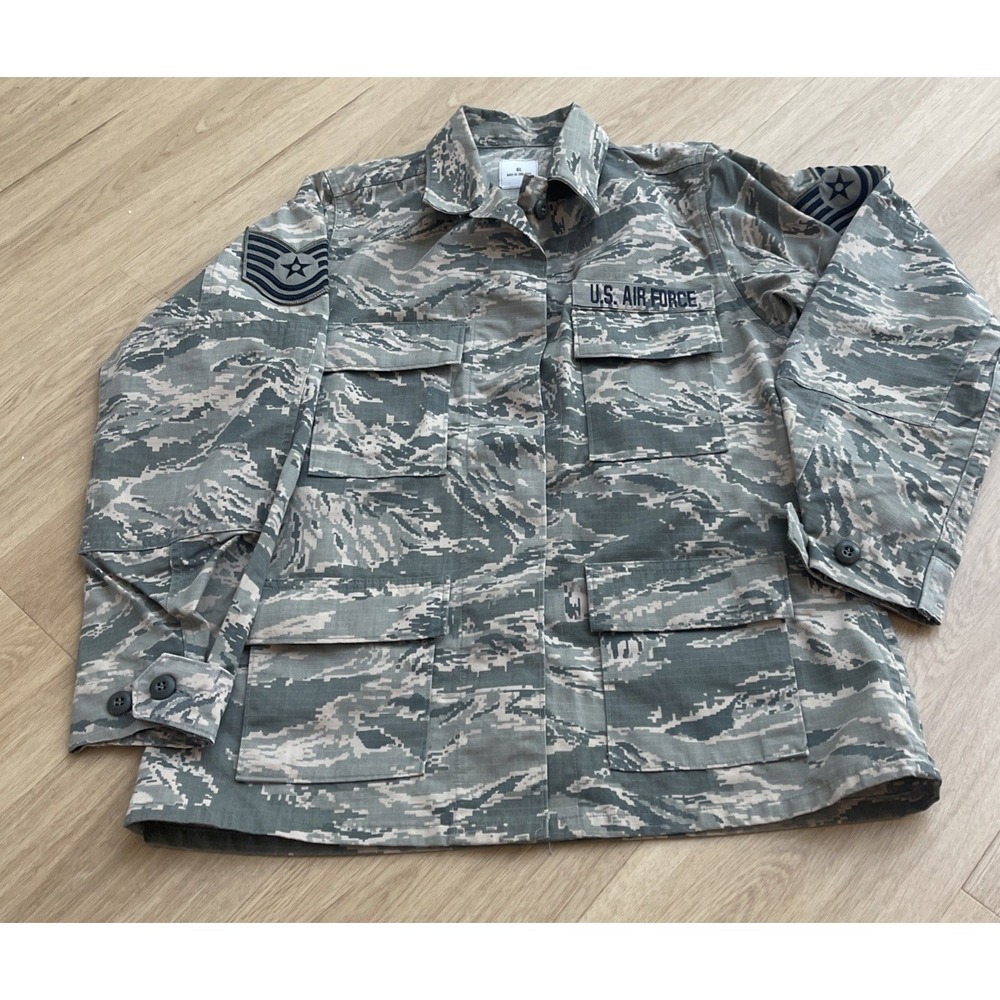 USGI Air Force Coat Women's 6 Long Camouflage Utility Military Jacket w/Patches